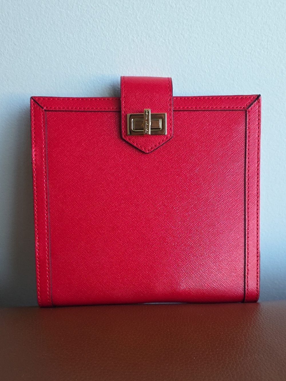 HENRI BENDEL NEW YORK NWOT Red Leather Turn-Lock Clutch/Jewelry Wallet